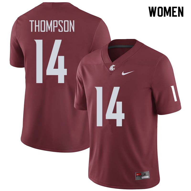 Women #14 Jack Thompson Washington State Cougars College Football Jerseys Sale-Crimson